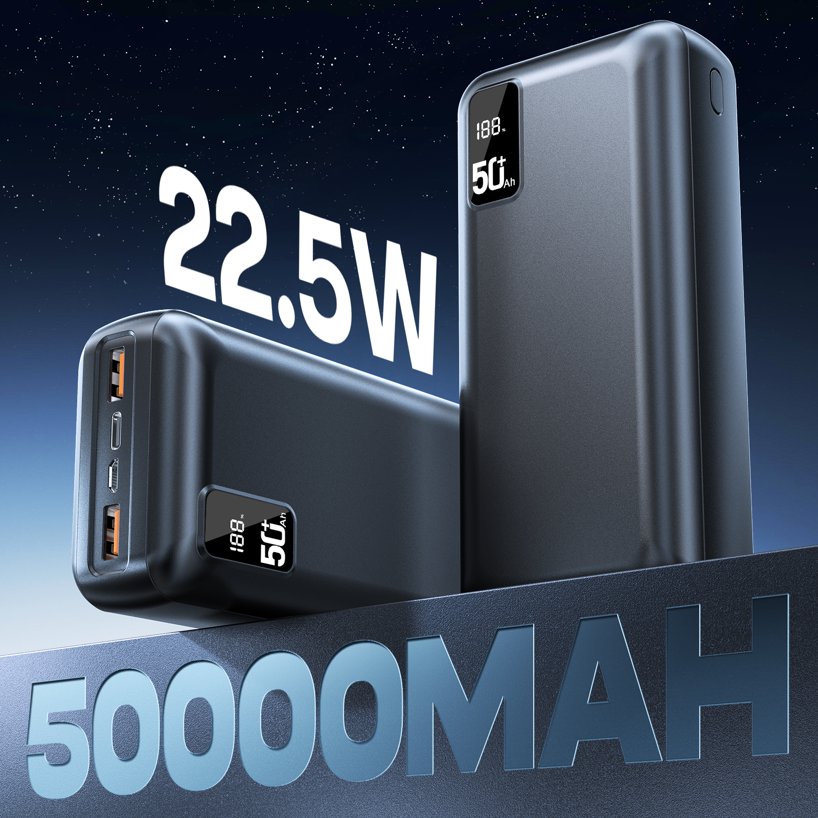 Hganus 22.5W batterie externe 50000mAh QC PD3.0 charge rapide Powerbank chargeur Portable batterie externe pour iPad iPhone17 Xiaomi