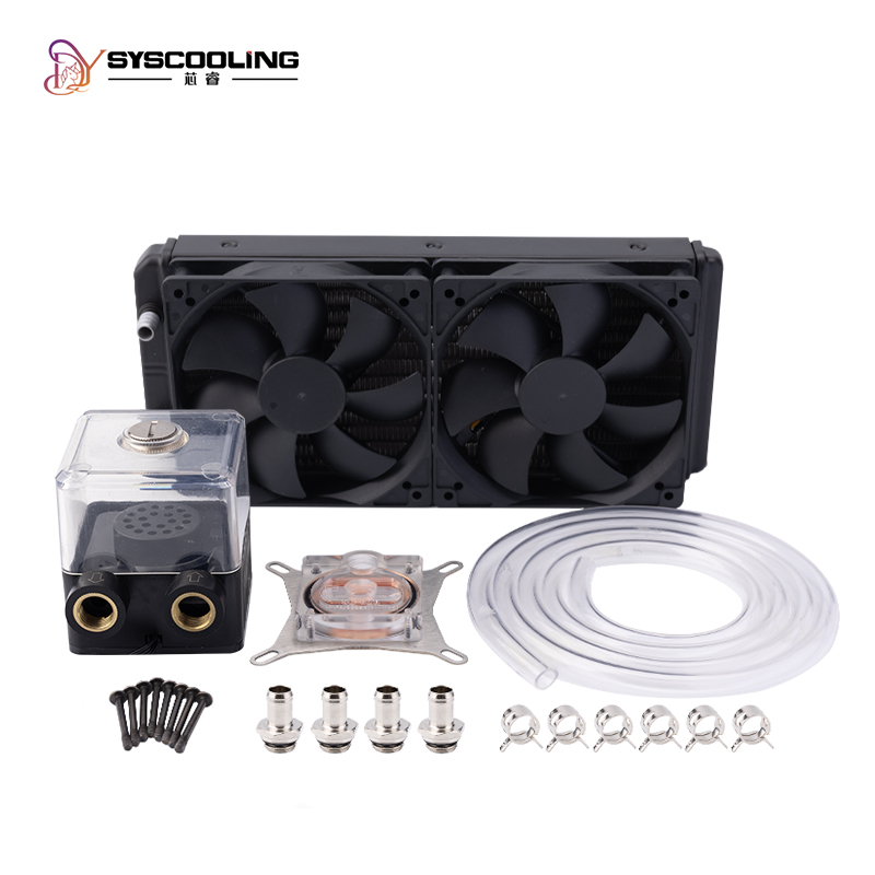Zestaw do chłodzenia wodnego PC Syscooling, radiator 240mm, system chłodzenia cieczą DIY z miękkimi przewodami, obsługa procesorów Intel.