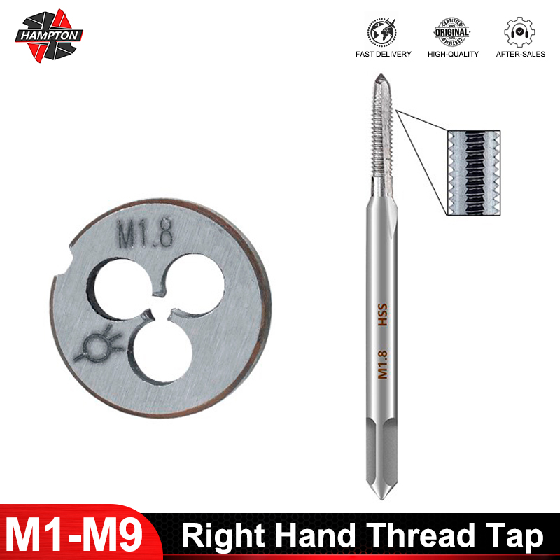 HAMPTON 2pcs Métrique Vis Tap Et Die Set M1-M9 HSS Tap Die Set Main Droite Machine Vis Mini Filetage Tap Perceuses Outils À Main