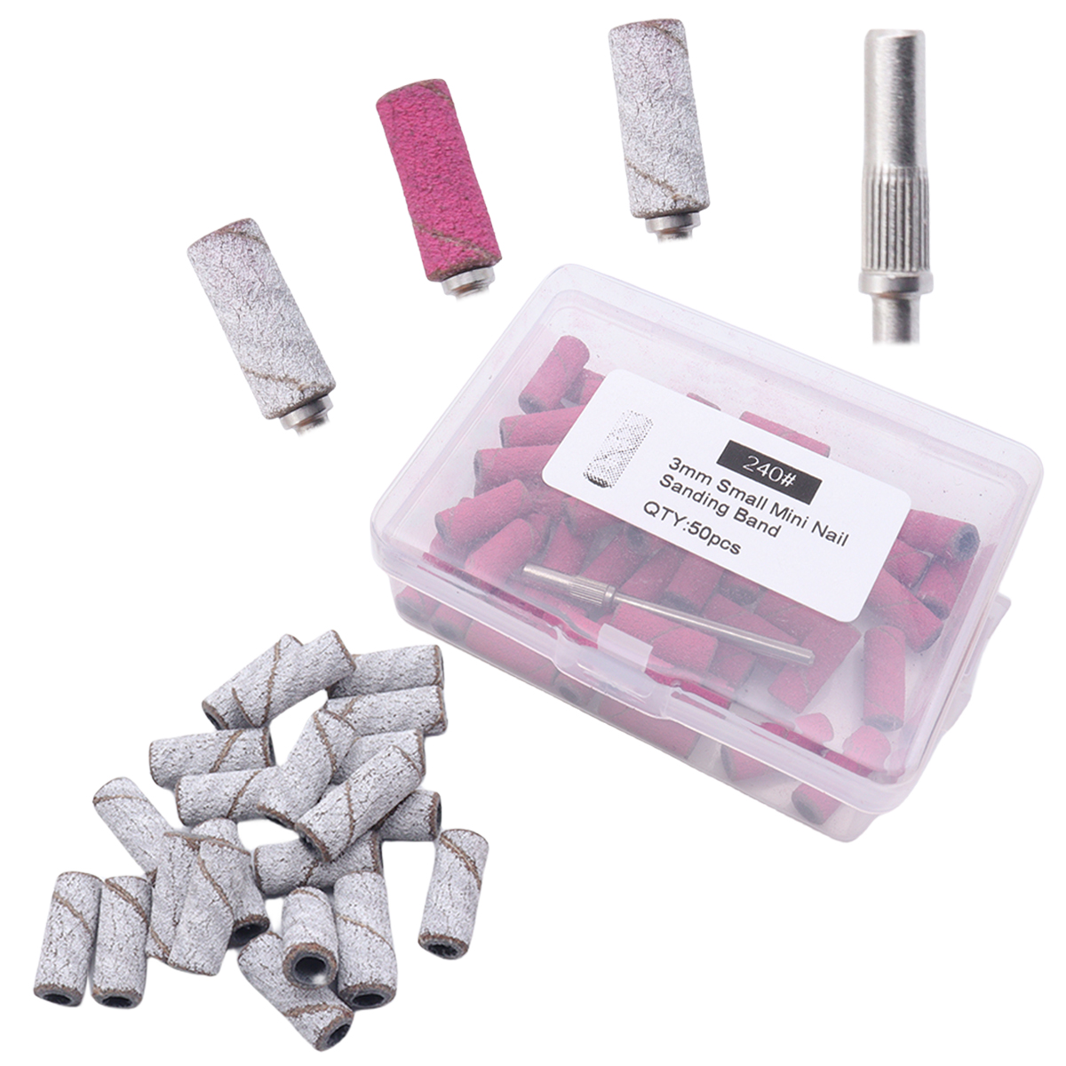 51 pezzi mini punta per trapano per unghie punte per trapano Punta per mandrino per unghie Fasce abrasive da 3 mm