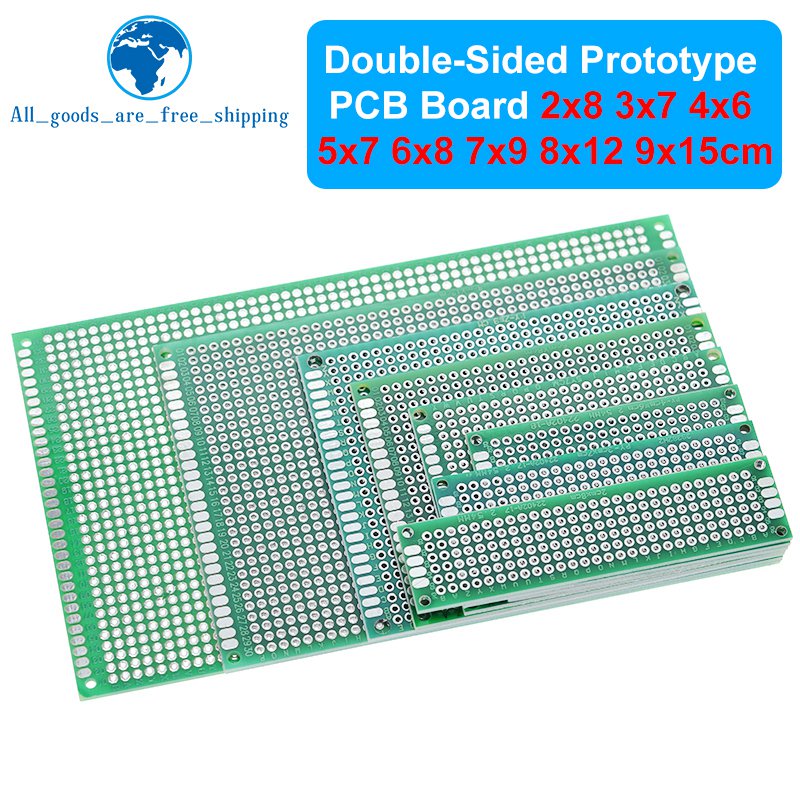TZT 2x8 3x7 4x6 5x7 6x8 7x9 8x12 9x15 cm Double Side Prototype Diy Universal Circuit  Board Protoboard For Arduino