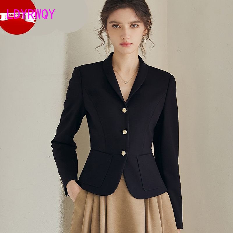 Vestito cappotto donna 2023 primavera vestito nuovo temperamento professionale nero vestito sottile versatile