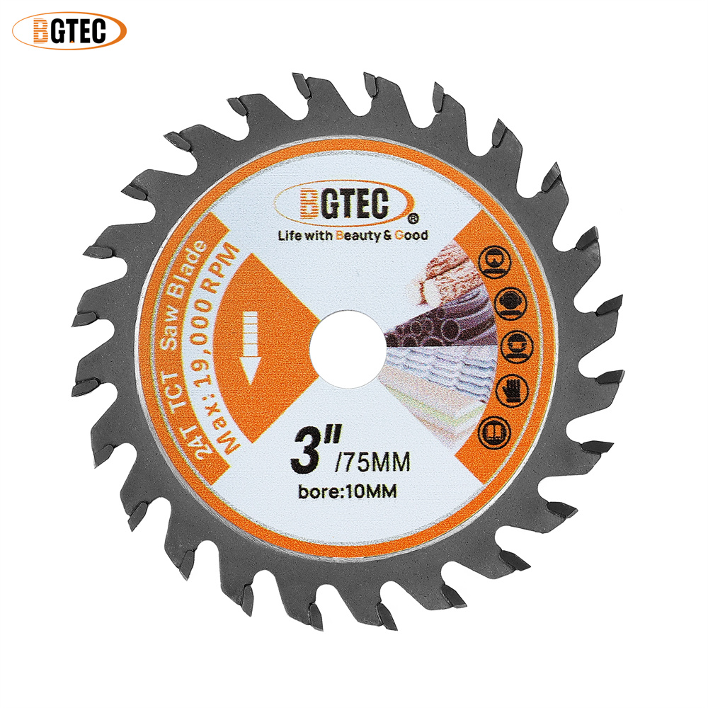 Режущий диск BGTEC TCT, пильное полотно, комплект для деревообработки из твердого сплава, 75/85 мм, 24 т для дерева, дерева, композитных материалов, пластика, мини-диск