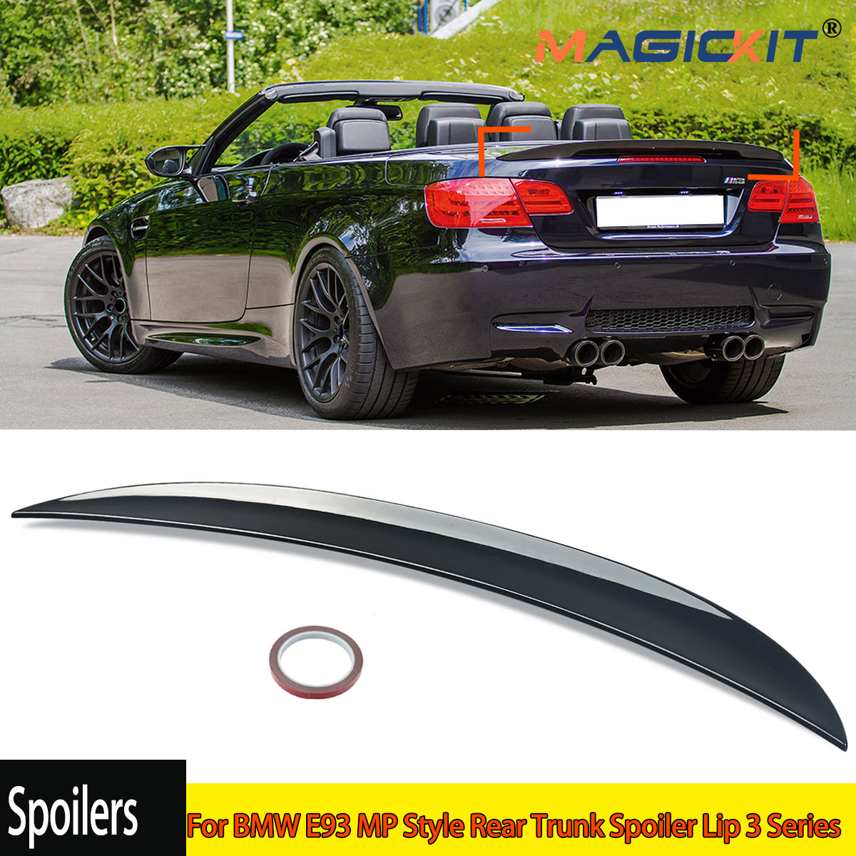 Magickite Coupe Spoiler bagasi belakang Wings untuk BMW E93 325i 328i 335i 2006-2013 M kinerja gaya Gloss hitam