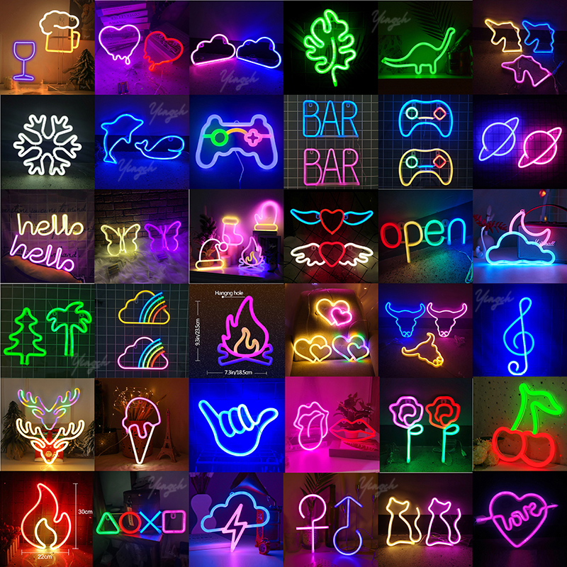 Venta al por mayor, letrero de neón, lámpara Led personalizada, luces nocturnas, corazón de amor, juego, Bar, decoración de habitación, tienda de fiesta de boda de cumpleaños, regalo para niños