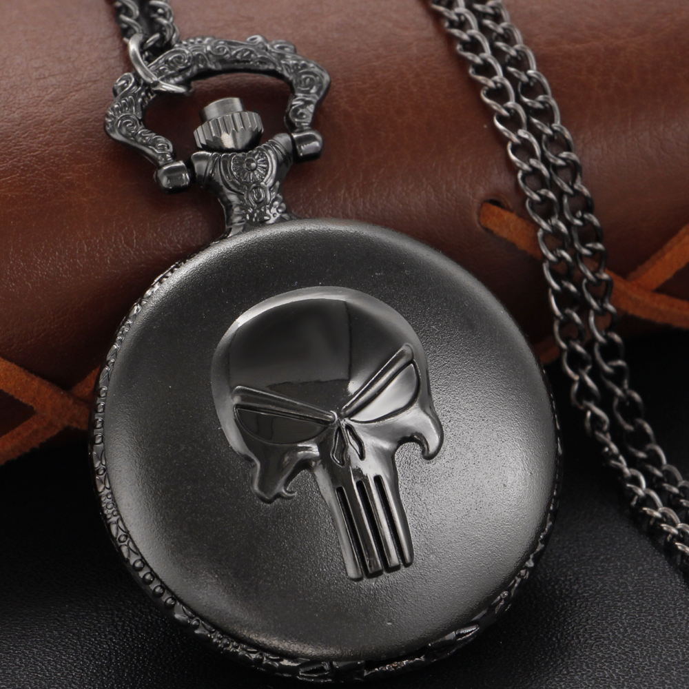 Relógio de bolso de quartzo punk a vapor preto super rebelde forças especiais herói fob corrente relógio pingente colar presente das crianças dos homens