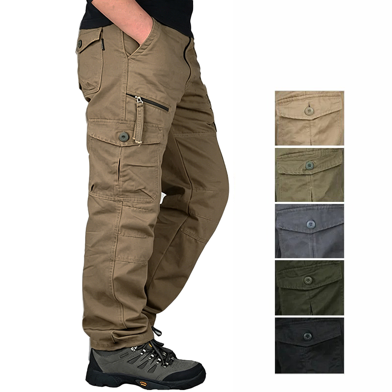 Cargohose für Herren, Baumwolle, verstärkt, für den Militär- und Outdoor-Einsatz, Arbeitshose, lange taktische Hose für Herren, modische Freizeithose
