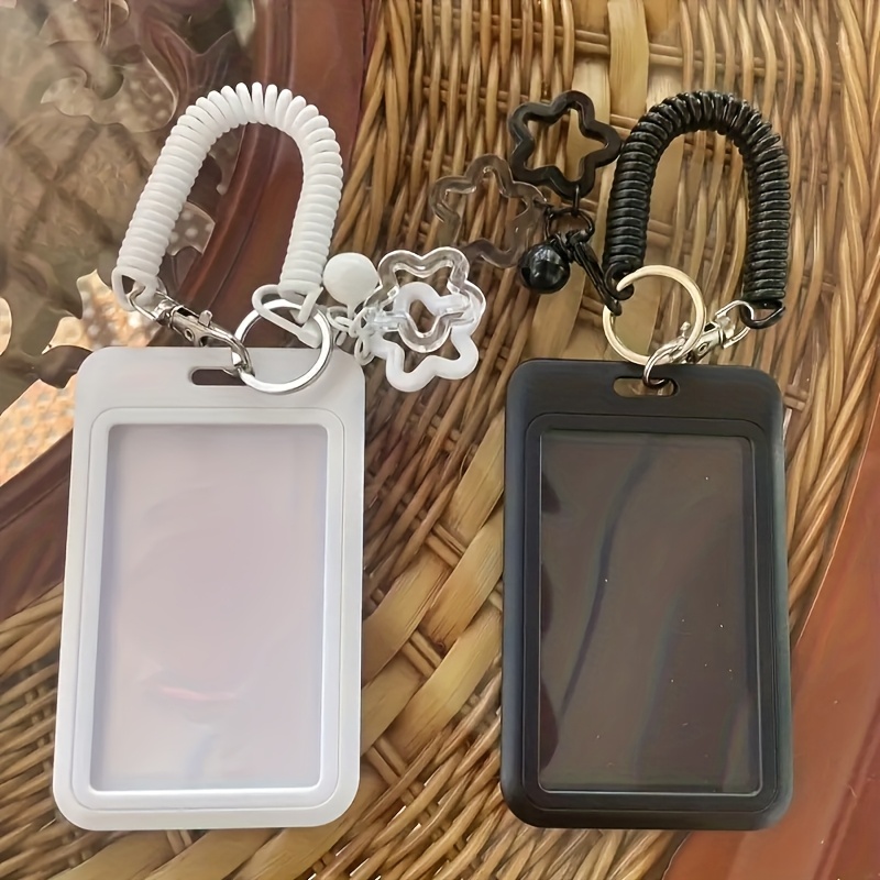 Intrekbare kaarthouder sleutelhanger sterhanger schattig cartoonpatroon duurzaam plastic metalen clip open ring compact functioneel