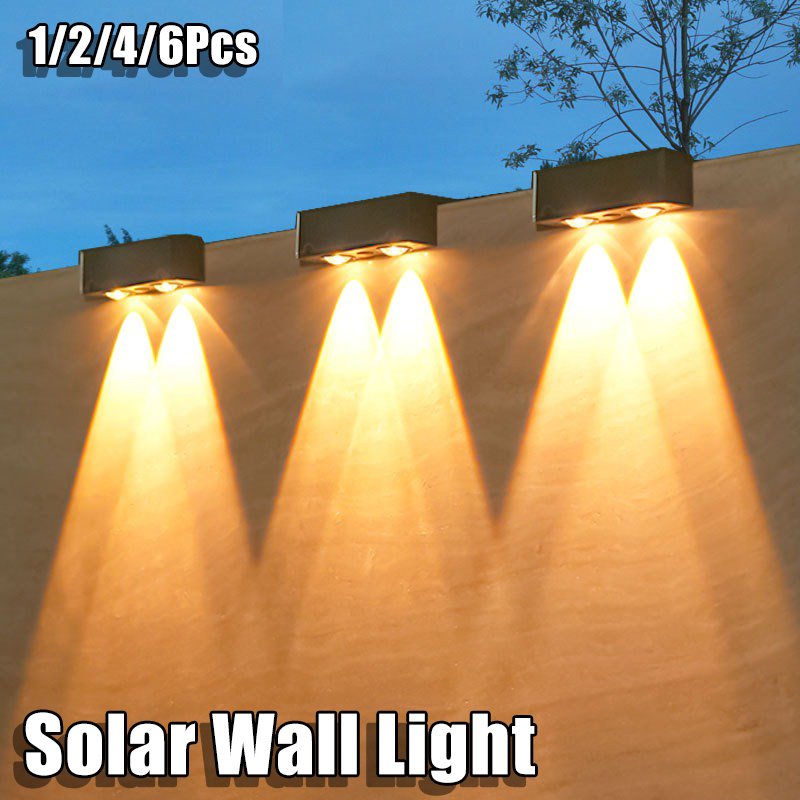 1/2/4/6 Uds colector Solar para exteriores lámpara impermeable para valla iluminación de foco Ultra fuerte para valla de jardín o pared Exterior