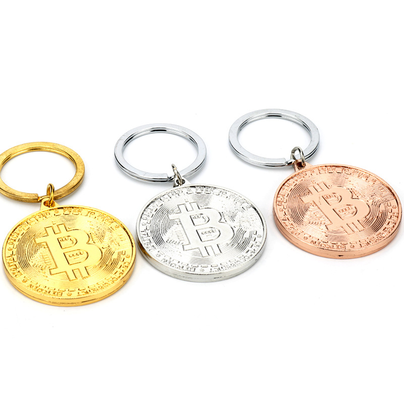 Design clássico de moeda virtual, chaveiro de metal, pingente de chave de moeda comemorativa de moeda de ouro, chaveiro masculino, presente de aniversário