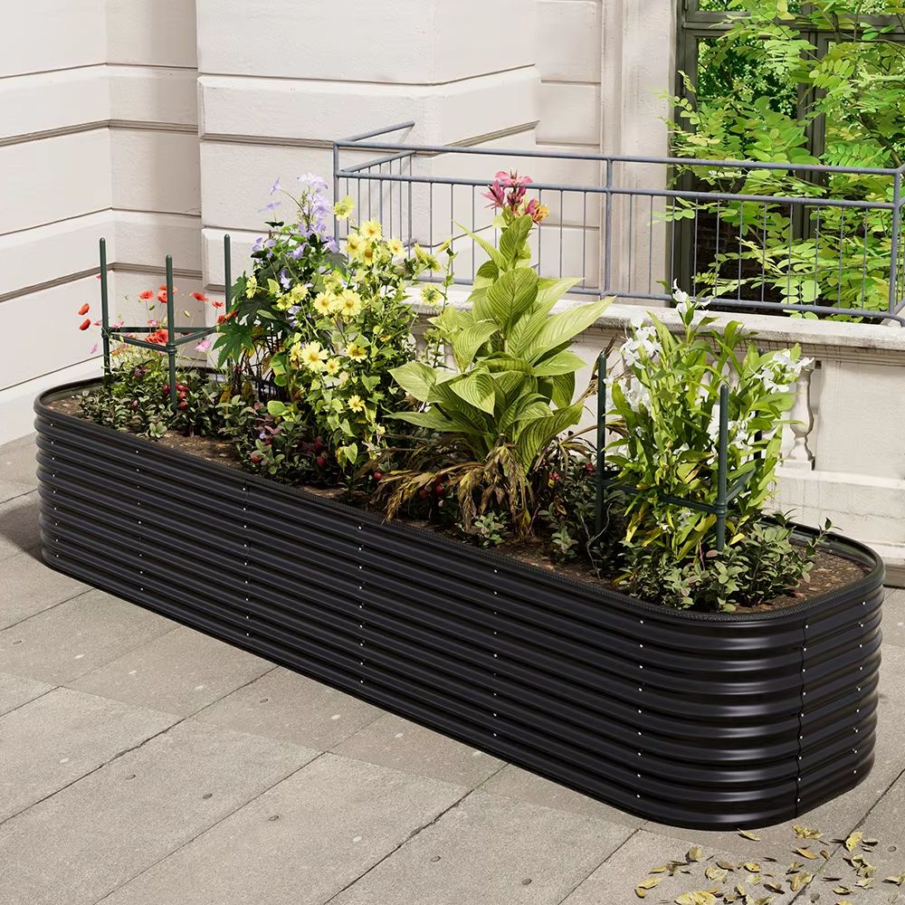 320Cm W Tuinen Plan Ovaalvormig Gegalvaniseerd Staal Verhoogd Tuinbed