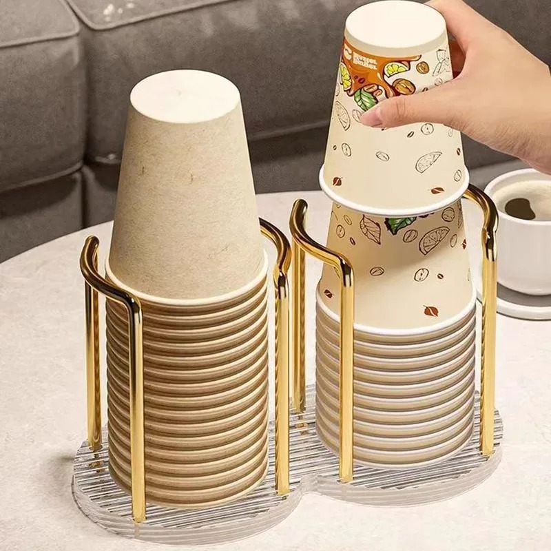 Suporte de armazenamento de copo descartável de luxo água copos de chá dispensador rack prateleira com vara mais longa caneca expositor organizador casa