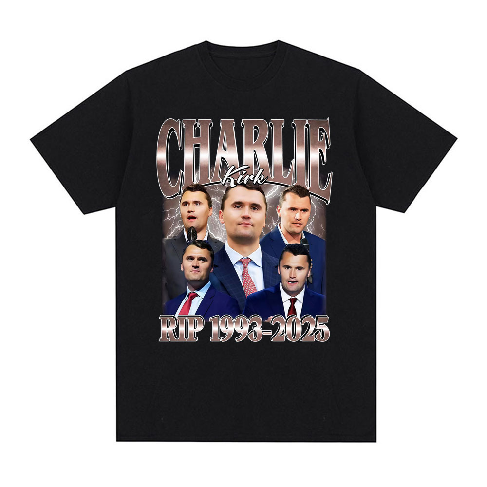 เสื้อยืดลายกราฟิกย้อนยุคสไตล์ฮาราจูกุ คาวาอี้ แฟชั่น Y2K สำหรับผู้หญิง ลายการ์ตูนตลก ชาร์ลี เคิร์ก RIP 1993-2025 รำลึกถึงการเมือง