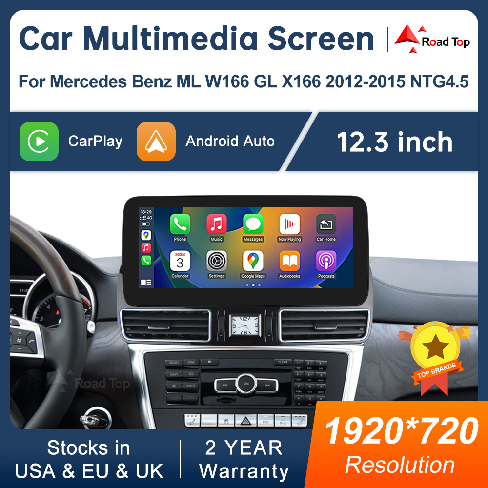 12.3 ''wyświetlacz multimedialny dla Benz ML W166 GL X166 GLE GLS 2012-2018 ekran dotykowy bezprzewodowa nawigacja Carplay Android Auto