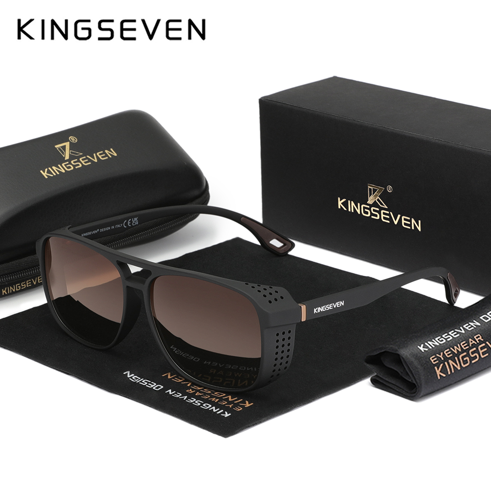 KINGSEVEN Gafas de sol de moda con montura grande para hombre, gafas de sol polarizadas vintage para mujer, gafas de sol informales para conducir y vacaciones, protección UV400