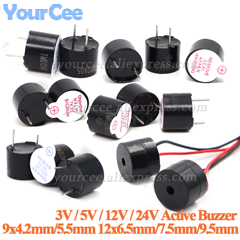 10 stks/5 stks Mini Actieve Zoemer 3 V 5 V 12 V 24 V 0905 9*5.5mm 4.2mm 12*6.5mm 7.5mm 9.5mm Elektromagnetische Plastic Buis Pieptoon Geluid