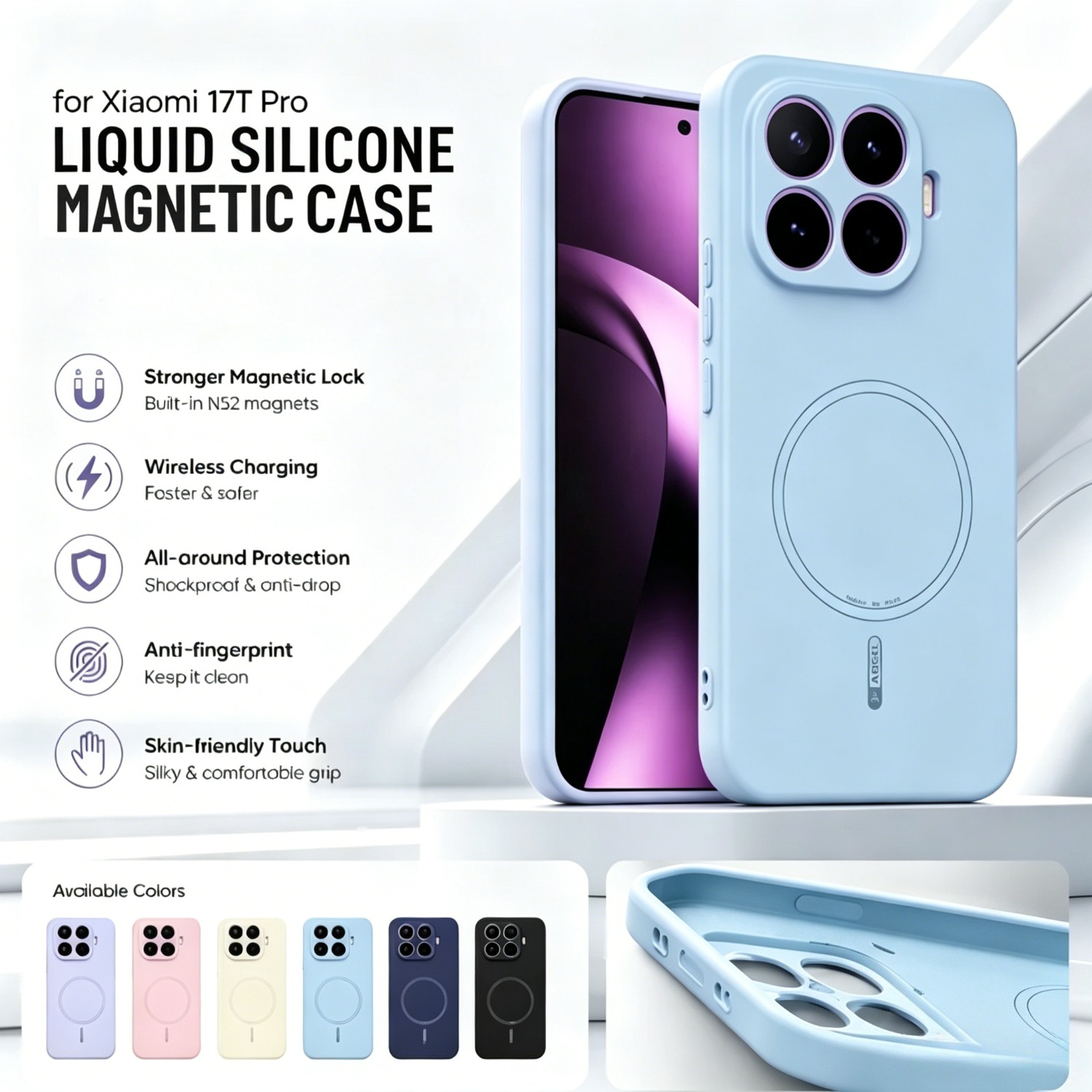 Coque de téléphone en silicone liquide de luxe avec sensation de peau pour Magsafe, compatible Xiaomi 17T 15 Pro/Ultra 17 Pro Max, avec chargement magnétique sans fil