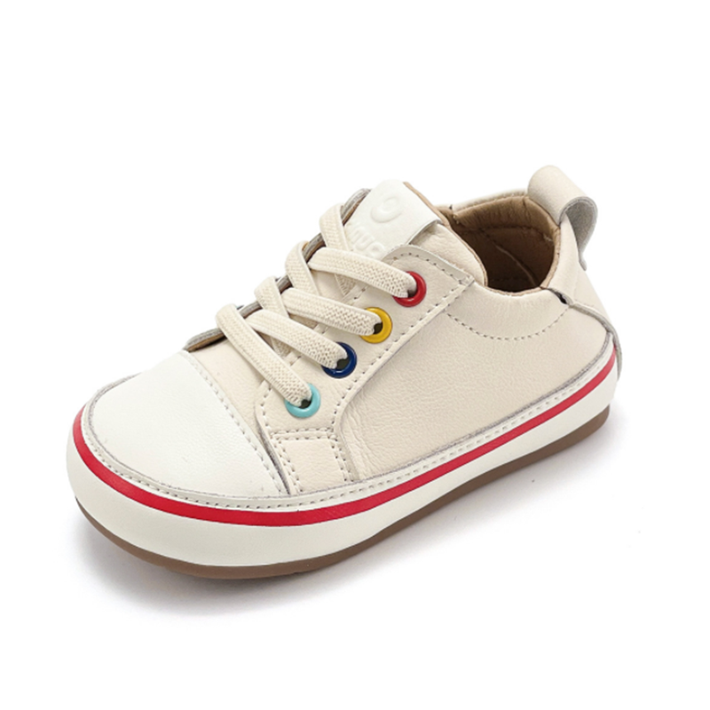 2024 nova primavera/outono sapatos de bebê de couro da criança meninos sapato descalço sola macia meninas tênis ao ar livre moda crianças pequenas tênis