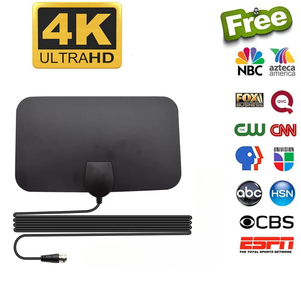 High Gain HDTV DTV Box DTV Antenna Booster เสาอากาศในร่มที่ใช้งานการออกแบบแบบแบน