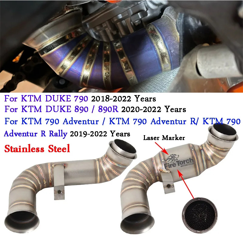 Slip On Moto Di Scarico Centrale Collegamento Tubo di Fuga Moto Silenziatore Per KTM DUKE 790 890 Adventure R Rally KTM790 KTM890 2018-2022