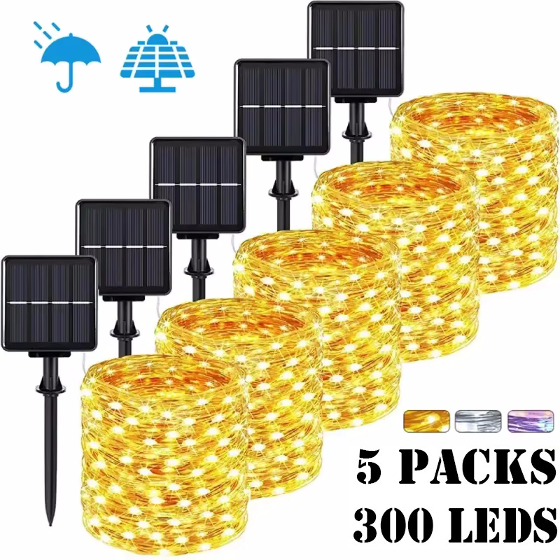 32M lumière LED solaire guirlande extérieure lampe jardin fée chaîne lumineuse Led scintillant lampe étanche guirlande de noël décoration de cour