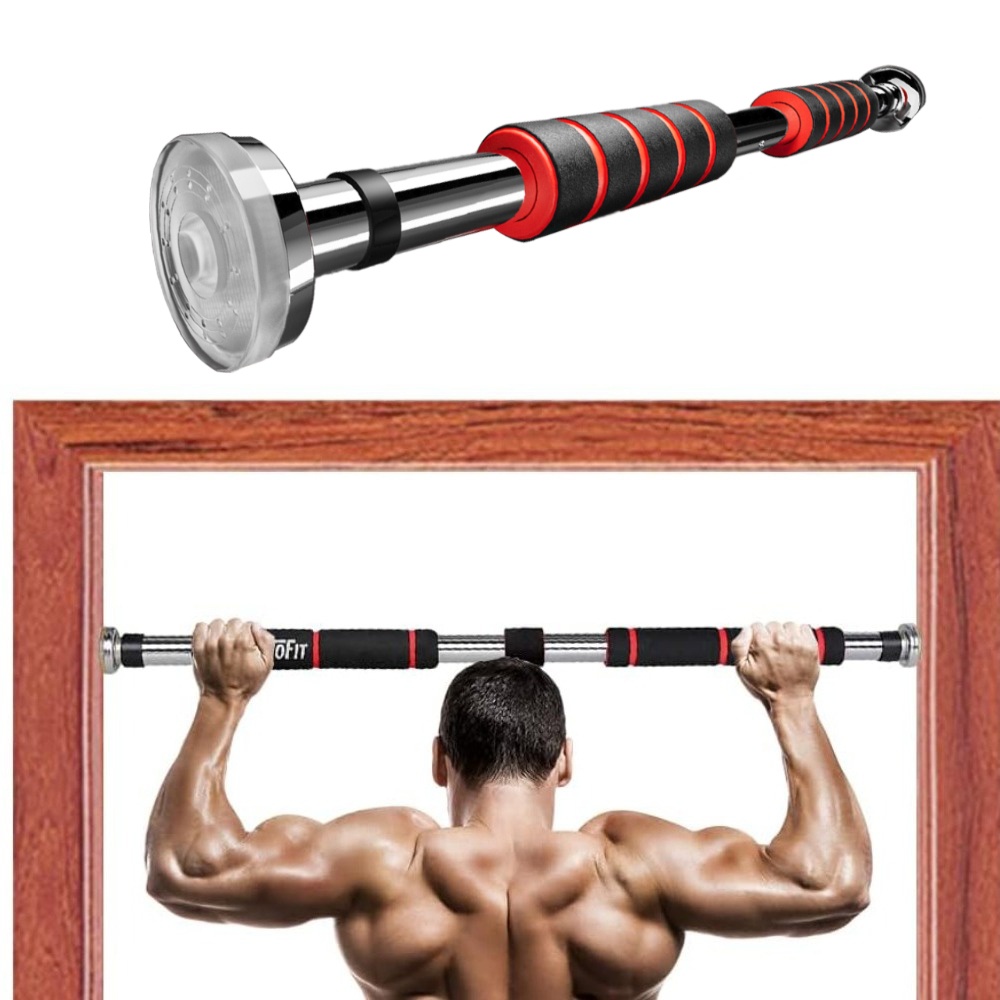 Barra de Exercícios Telescópica para Porta 60-105cm, Barra de Flexão Antiderrapante, Equipamento de Fitness Ajustável para Exercícios em Casa, Treinamento de Flexão na Academia, Treinador Horizontal Portátil para Exercícios em Casa, Instalação Sem Parafus