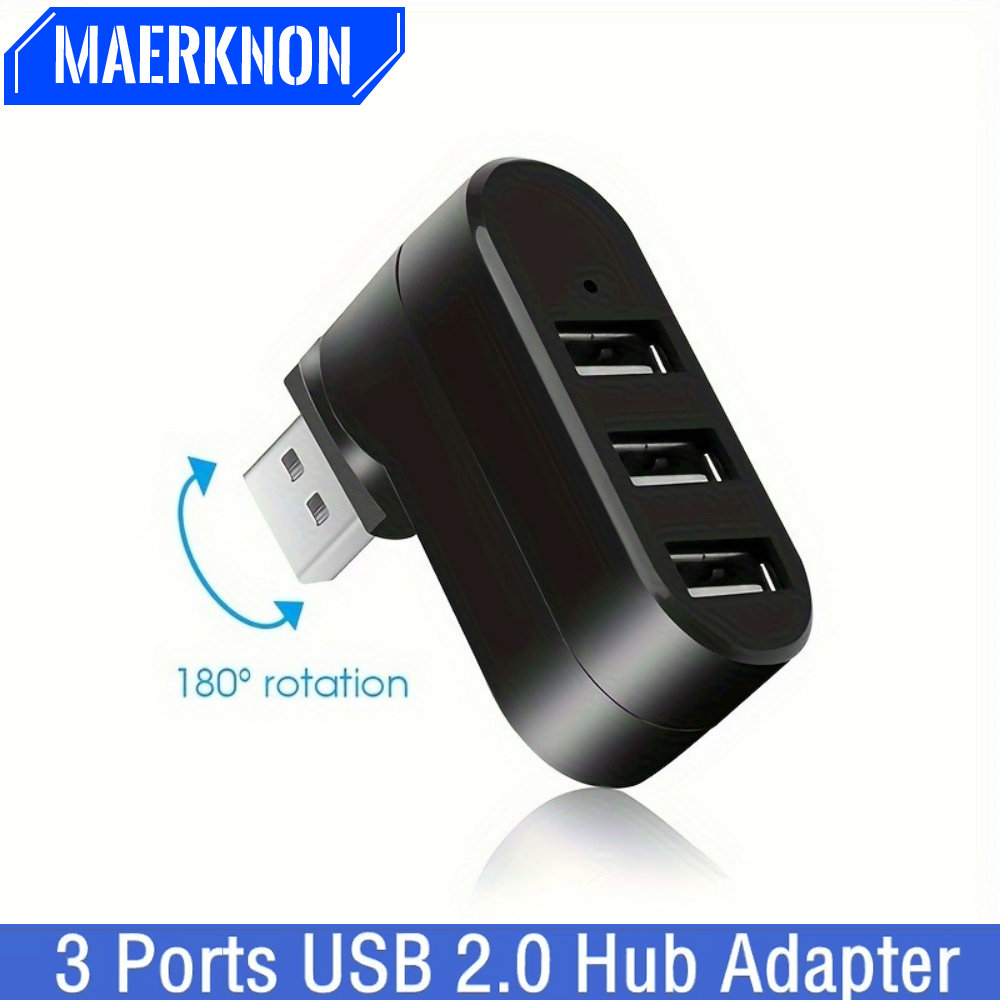 อะแดปเตอร์ฮับ USB 2.0 180 °   หมุนได้ 3 พอร์ต USB 2.0 U Disk Card Reader Splitter การถ่ายโอนข้อมูลความเร็วสูงสําหรับอุปกรณ์คอมพิวเตอร์
