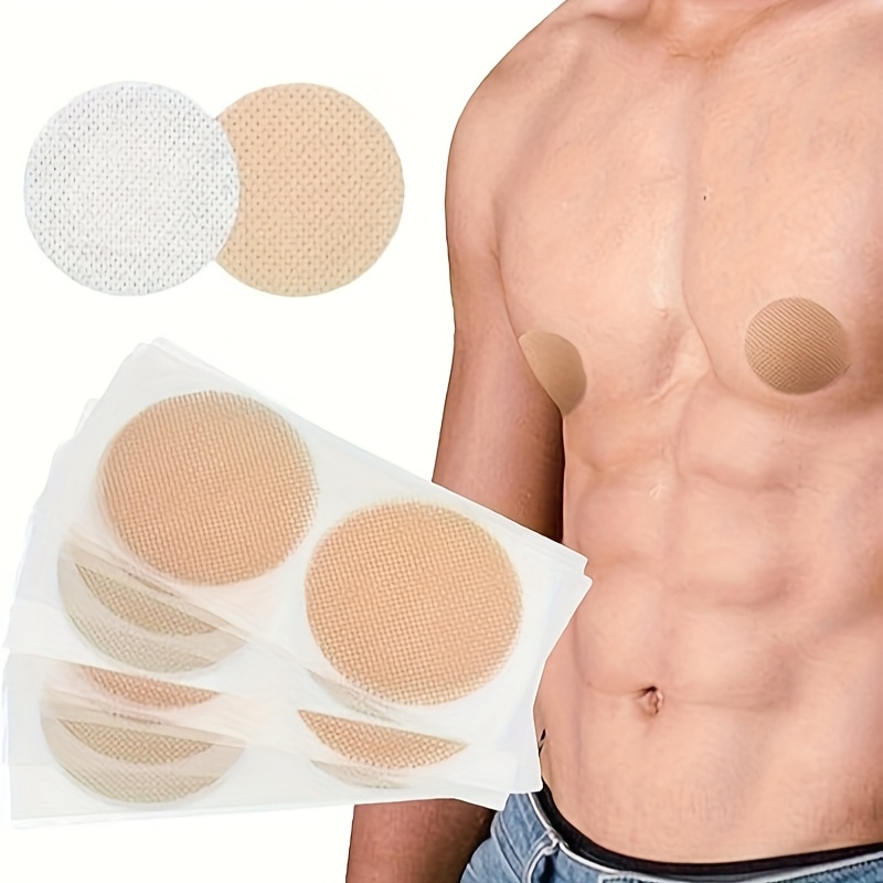 Paquete de 10/20/50/100/200 pegatinas invisibles desechables ultrafinas y suaves para pezones para hombres, protectores de pecho de tela de malla, adecuados para