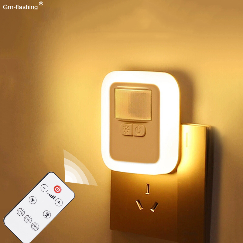 Drücken Sie Schalter LED Nacht Lichter Licht Steuerung Smart Nacht Lampe Treppen Korridor PIR Motion Sensor Nachtlicht Mit Drahtlose Fernbedienung