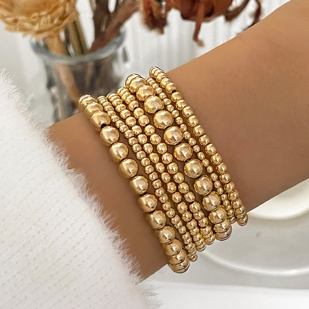 Boho buatan tangan manik-manik Gelang Set Untuk Wanita Pria gaya pantai CCB manik-manik elastis rantai Bangle pasangan Fashion perhiasan