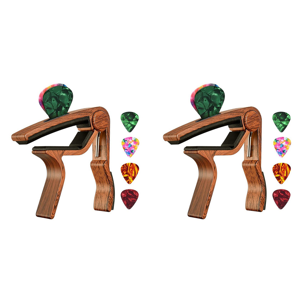 A71P 2X Capo de guitarra com suporte de palheta e 8 palhetas para guitarra elétrica acústica Ukulele bandolim banjo