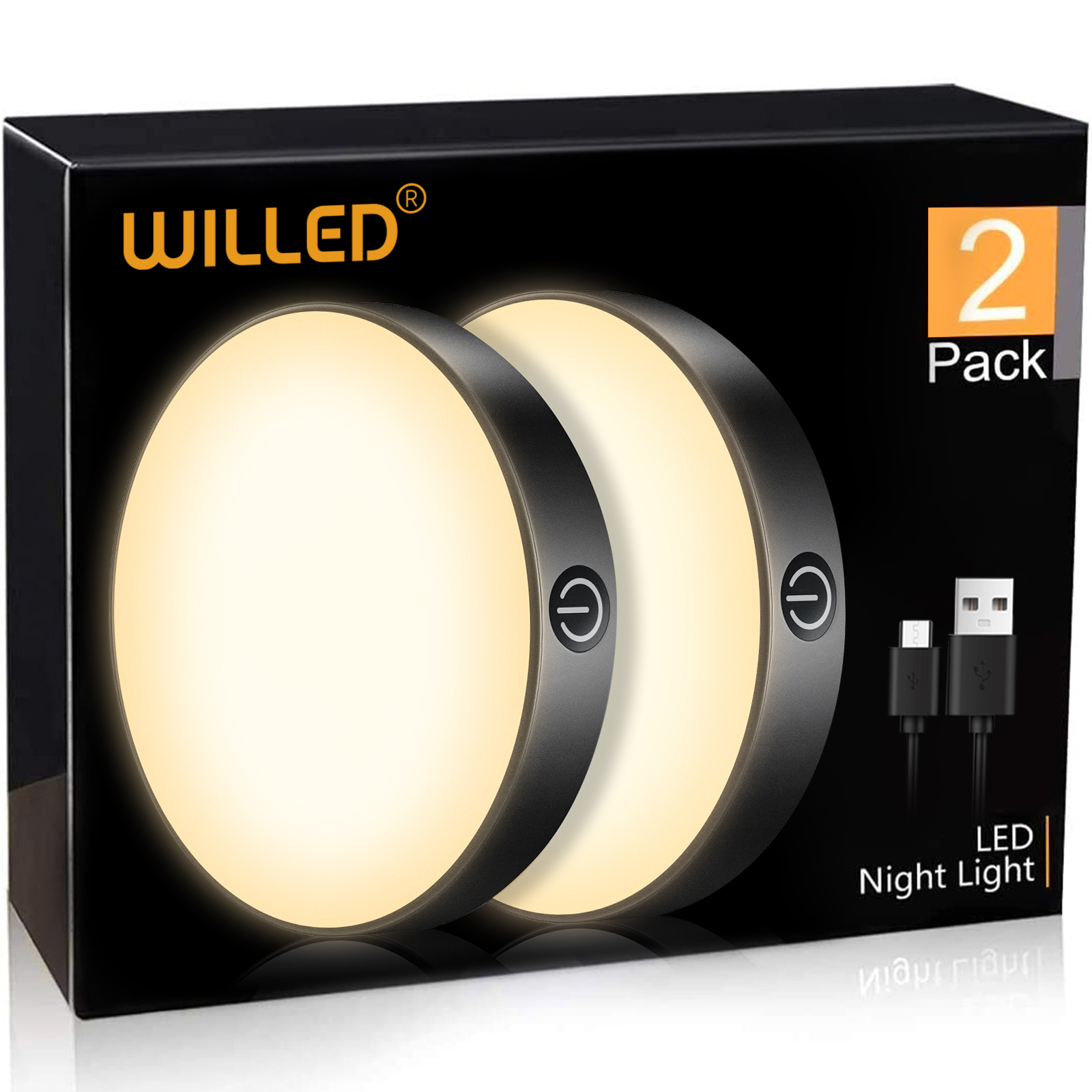 WILLED 充電式調光可能なタッチライト内蔵 1000mAh バッテリーポータブル LED ナイトライトキャビネットワードローブキッチン寝室用