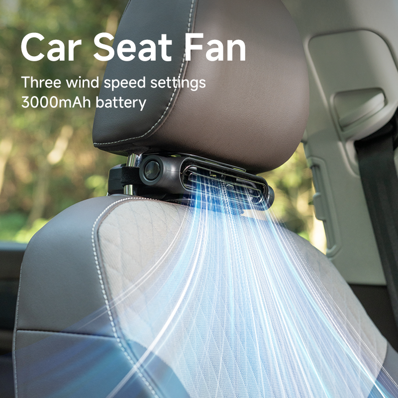 USB-Autositz-Kühlventilator mit 3 Geschwindigkeitsstufen, Einstellbarer Vorder- und Rücksitzventilator für Alle Autos, Jeeps, Vans und LKWs