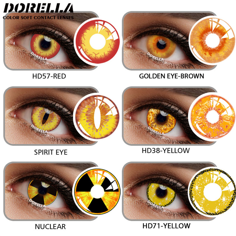 D'ORELLA 2 шт. Хэллоуин красочные контактные линзы аниме косплей глазные линзы разноцветные линзы линзы желтые линзы