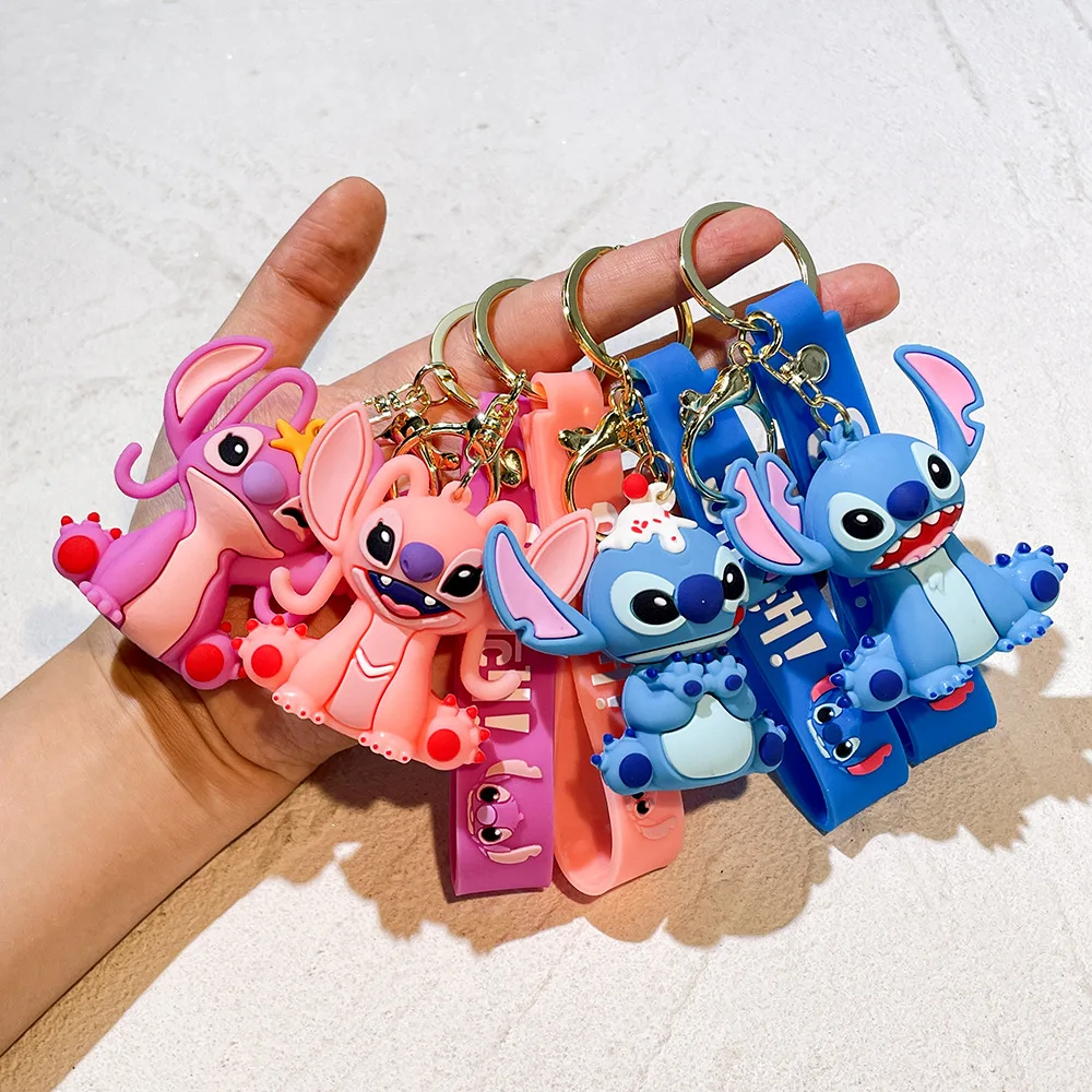Atacado anime disney chaveiro mickey mouse minnie lilo & ponto novo dos desenhos animados chaveiro carro pingente crianças brinquedos presentes
