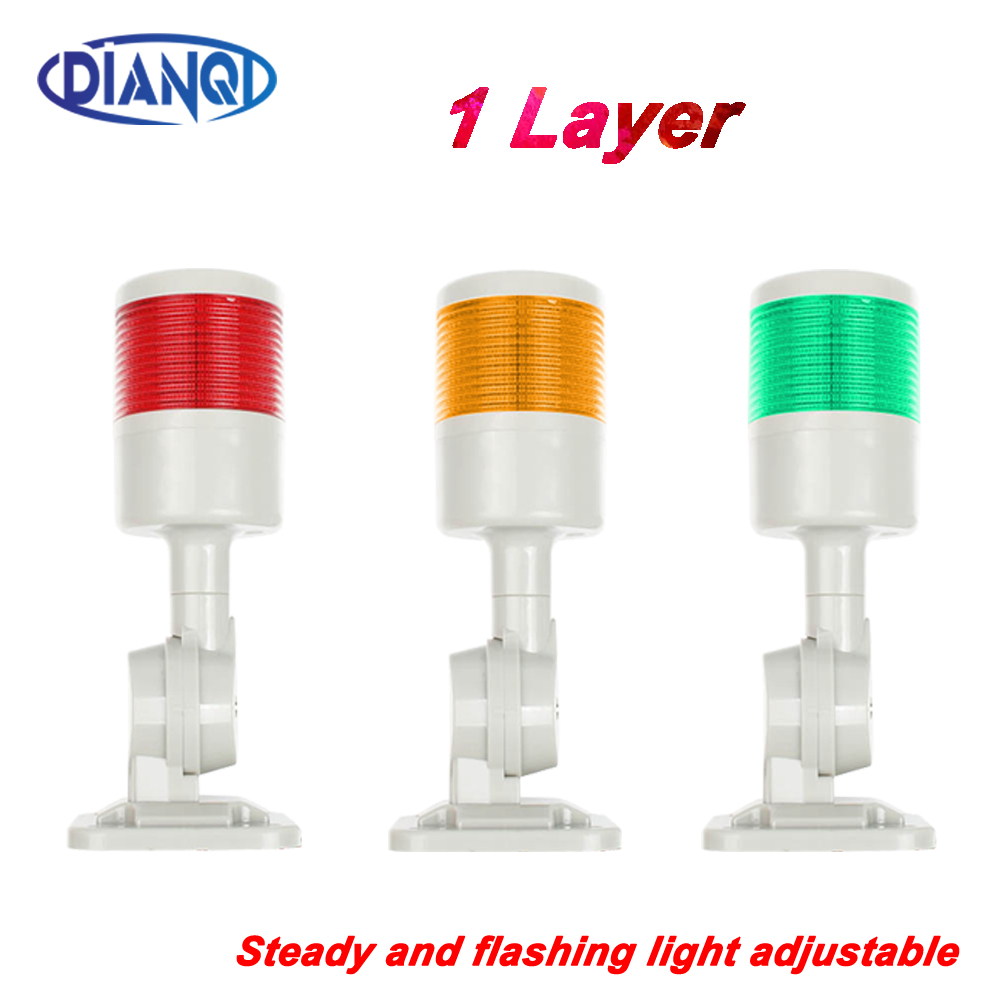 Luz de pila giratoria de 1 capa, luz de advertencia roja y amarilla industrial para máquina CNC, 24V, 12V, luz intermitente constante, LED de 220V