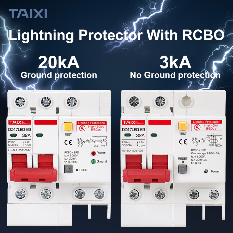 Disyuntor de corriente Residual RCD RCBO RCCB interruptor principal con Protector contra sobretensiones protección contra rayos tierra Protector contra fugas