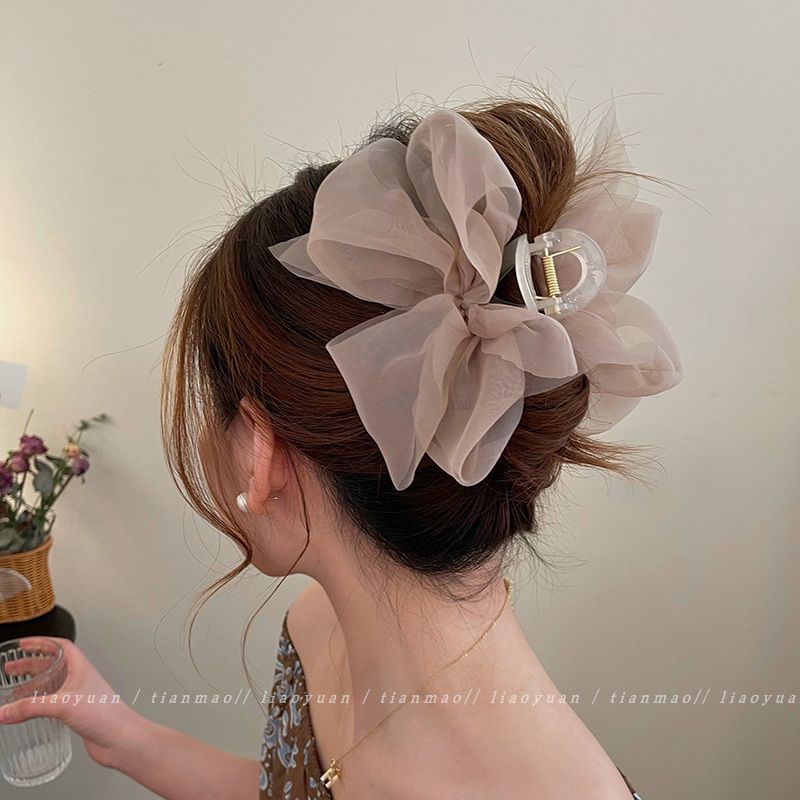 Elegante mesh strik haarclip voor meisjes paardenstaart vlecht haar klauwclip stijlvol haaraccessoire cadeau voor dames