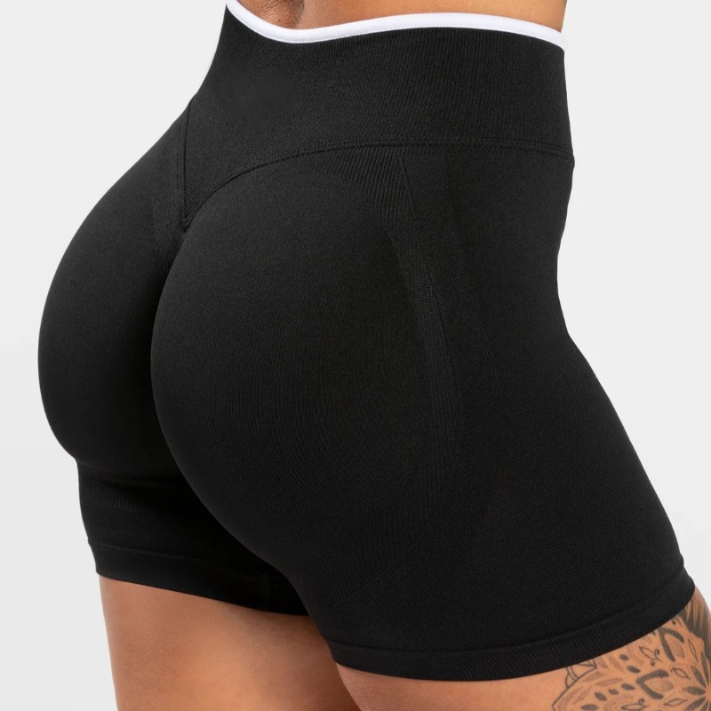 Naadloze witte rand kleurblok yoga shorts dames hoge taille butt lifting workout gym shorts gym hardloopkleding alleen leggings