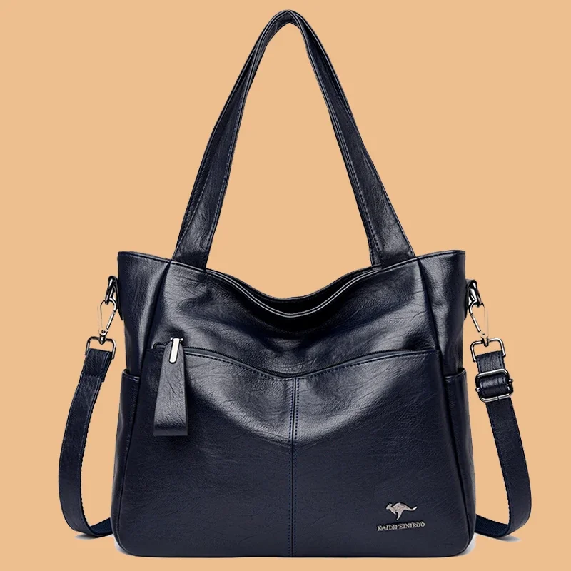 Sac à main en cuir de haute qualité pour femmes, fourre-tout décontracté de luxe pour dames, grands sacs à bandoulière initiés, 2024
