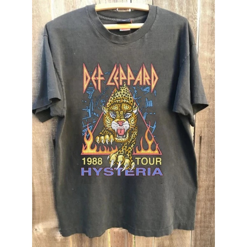 Def Leppard - Maglietta unisex con grafica Hysteria 88 Tour Graphic Charcoal