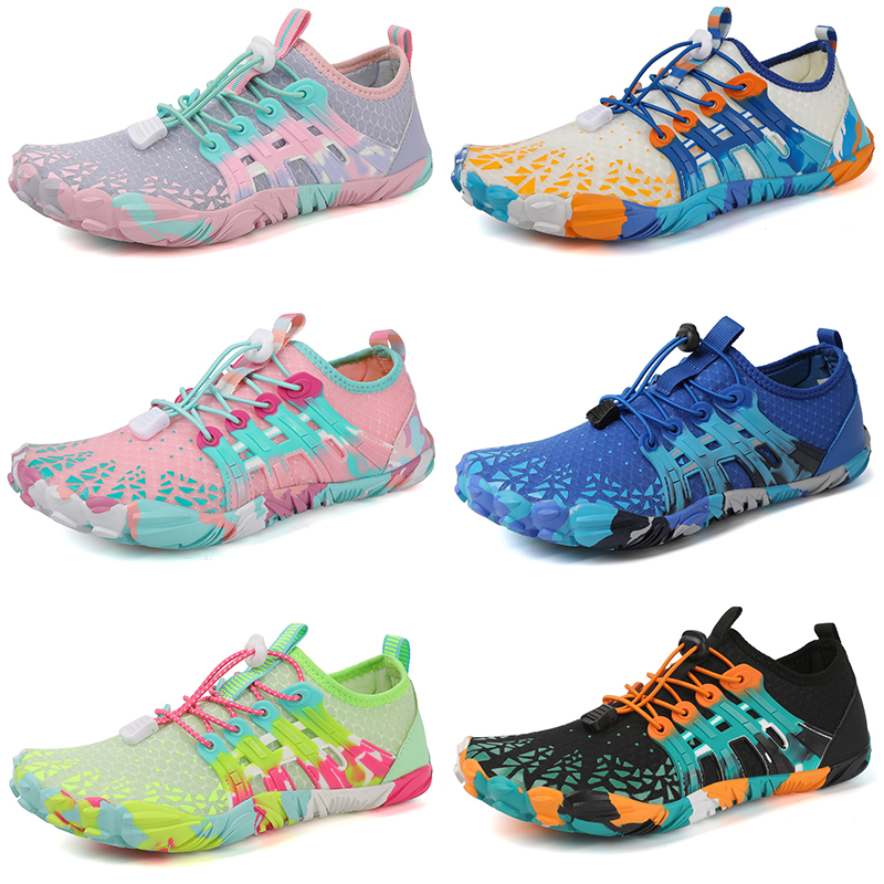 Qiuck secagem aqua sapatos de água das mulheres dos homens sapatos descalços cinco dedos wading tênis praia calçado de natação 2023 nova chegada