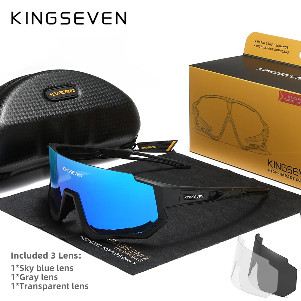 Kingseven แว่นตากันแดดสำหรับปั่นจักรยานเสือภูเขา, แว่นตาป้องกัน UV400ตกปลาโพลาไรซ์กลางแจ้ง
