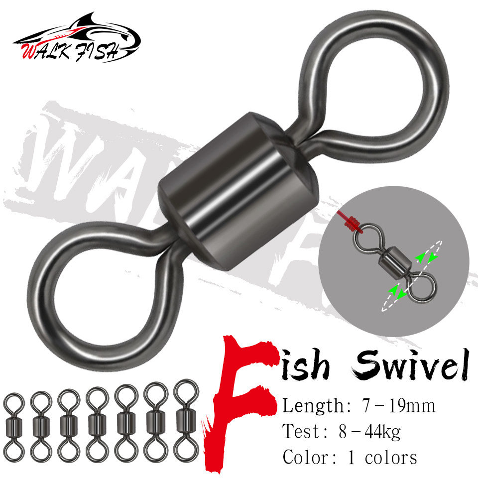 WALK FISH 50 unids/lote conector de anillo en forma de 8, equipo de pesca, conector giratorio de tracción fuerte, rodamiento de bolas, accesorios de pesca a presión