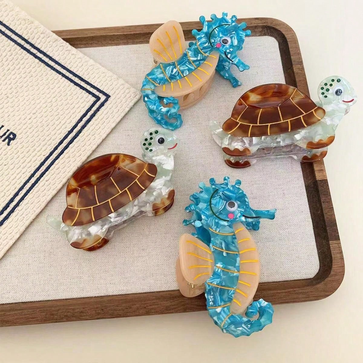 1/2pcs marine animal hair clip, seahorse turtle, scratch clip, disc hair clip, ponytail clip, shark clip, claw hair clip, summer