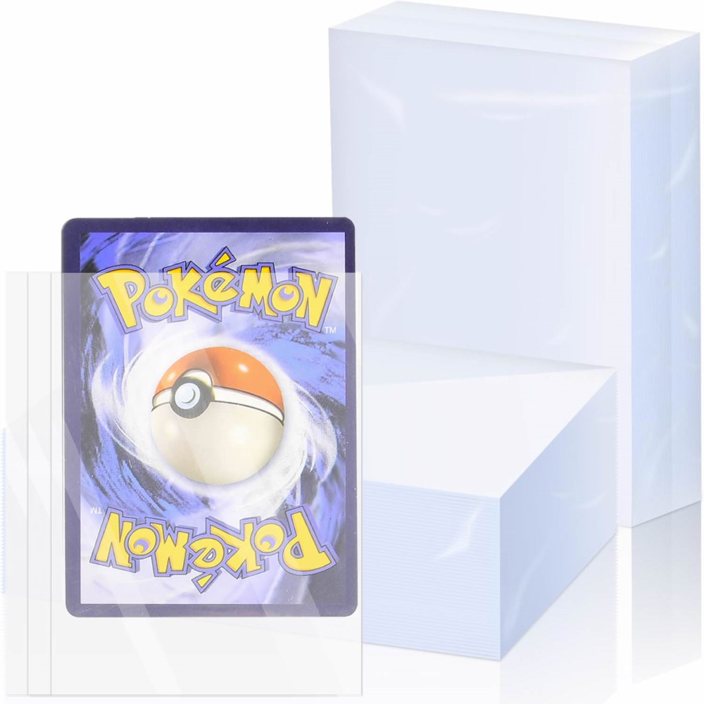 Pacote com 200 protetores transparentes para cartas colecionáveis, tipo sleeve, para jogos como Pokémon TCG, Yugioh, Baseball e outros cartas esportivas.