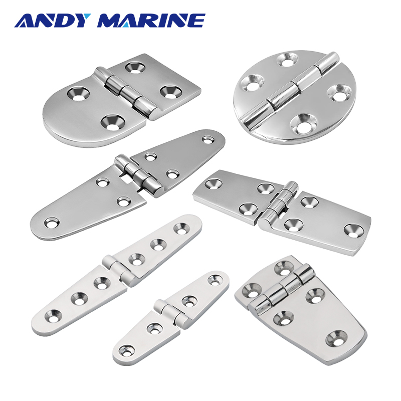 Stainless Steel Casting Hinge Flat Hinge Cabinet Doors For Windows 4 / 6 Holes Cast Strap Deck Hinge for Boat Hardware