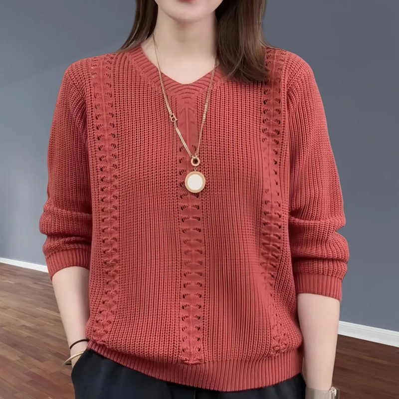 Camisola de malha com decote em v outono popular roupas femininas estilo estrangeiro dentro com cor sólida camisa de fundo superior jumpe homme