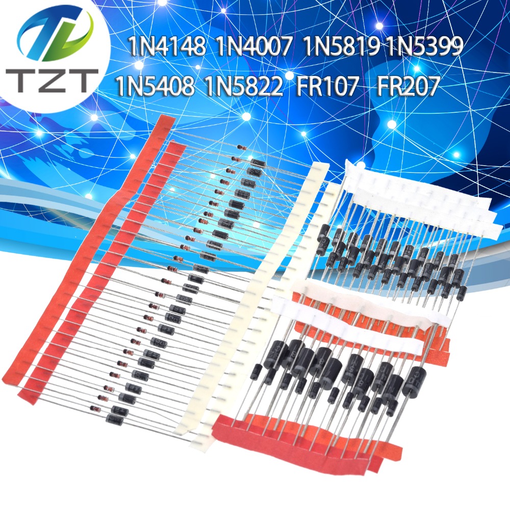 TZT 1N4148 1N4007 1N5819 1N5399 1N5408 1N5822 FR107 FR207,8 valores = 100 piezas