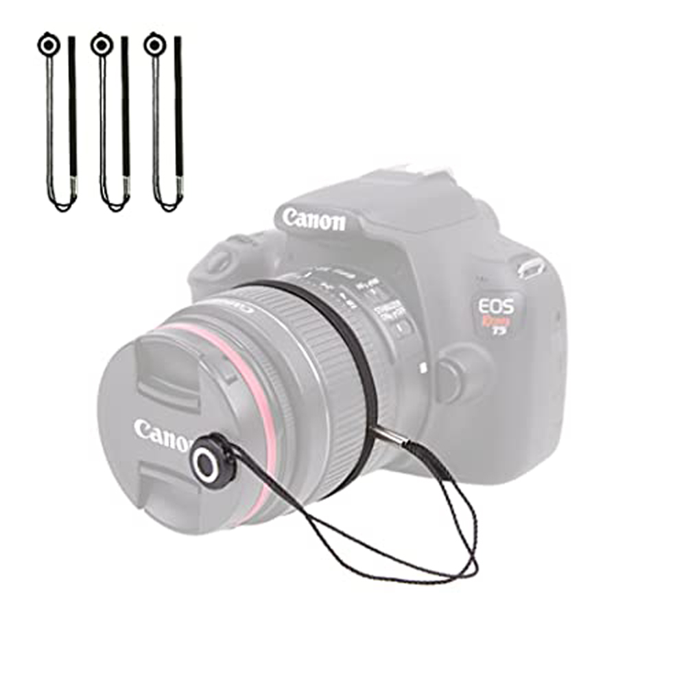 Correa para tapa de lente de cámara de 1/3/6 piezas con cuerda elástica, compatible con cámaras universales DSLR SLR Evil Mirrorless Video (x3)
